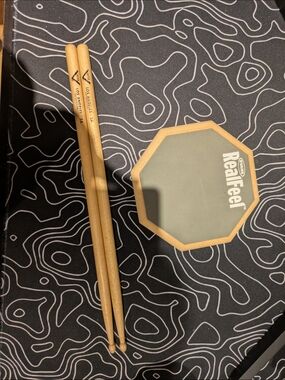 RealFeel Practice Drum Pad with Wood Drumsticks